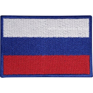 Russia Flag Embroidered Iron / Sew On Patch Clothes Hat Russian Embroidery Badge