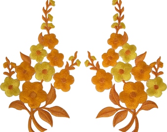 Pair Of Beige Cream Thistle Flower Patches Iron Sew On Embroidered Flowers Patch - Foto 7