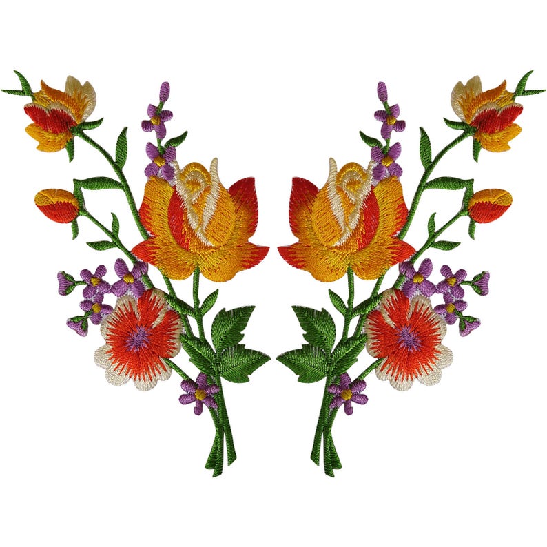 Rose Flower Sew On Embrodered Patch Applqués Badge Motfs - Etsy - Foto 11