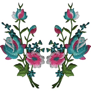 Paar Blume gestickte Aufnäher Eisen aufnähen Stickerei Patch Badge Applikationen