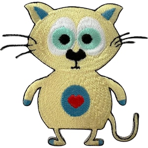 Cat Red Love Heart Iron On Patch Sew On Clothing Embroidery Applique Motif Decal