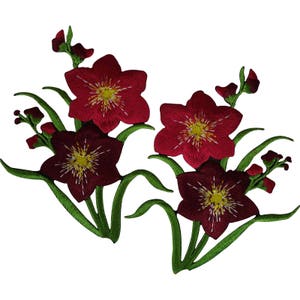 Paar rote Blume Patches Eisen nähen auf Blumen bestickt Patch Abzeichen Applikation