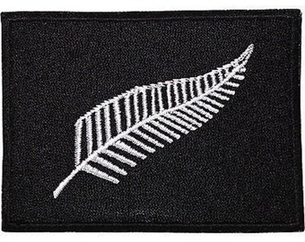 New Zealand Silver Fern Flag Patch Embroidered Iron / Sew On Bag T Shirt Badge