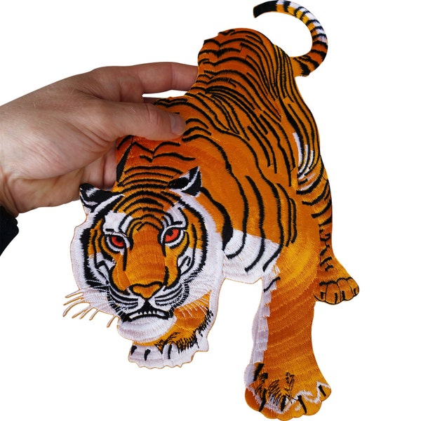 Large Iron On Sew On Tiger Patch Biker Motorcycle Motorbike Jacket T Shirt Badge