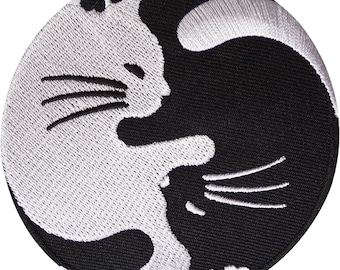 Yin and Yang Cat Patch Embroidered Badge Embroidery Applique Iron Sew On Clothes