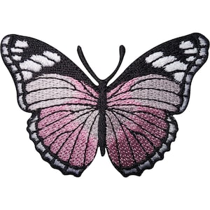 Pink Butterfly Embroidered Iron / Sew On Patch Coat Jacket Dress Skirt Hat Badge