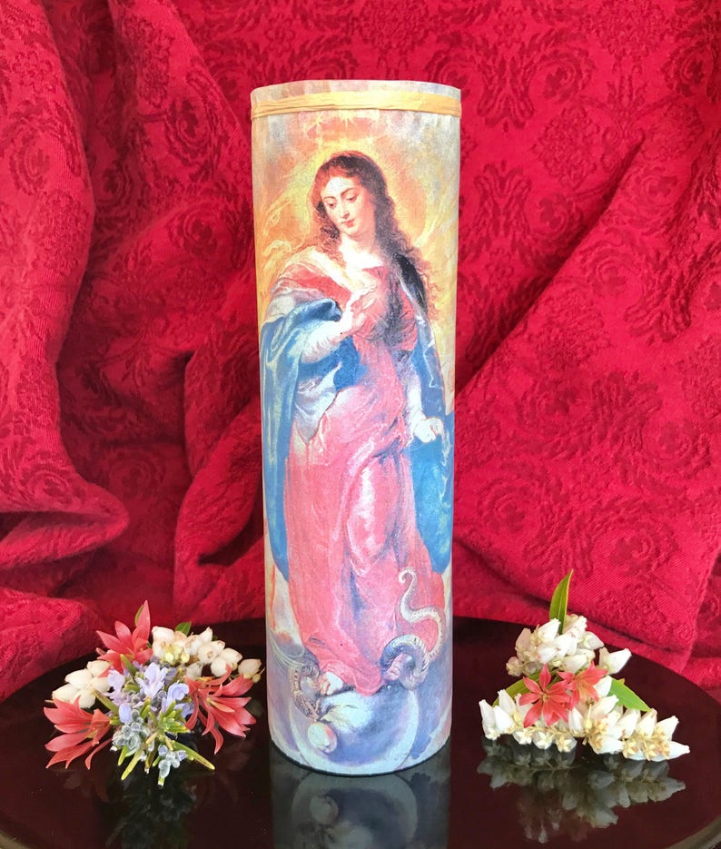 Virgin Mary Candle / Prayer Candle / Candle Lover Gift / Etsy