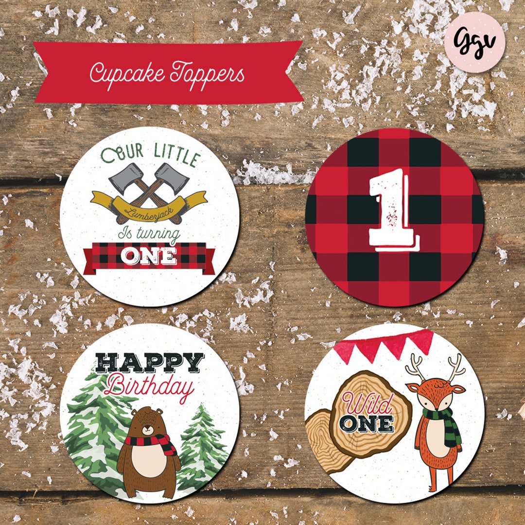 Lumberjack Cupcake Toppers, Lumberjack Decor, Lumberjack Party ...