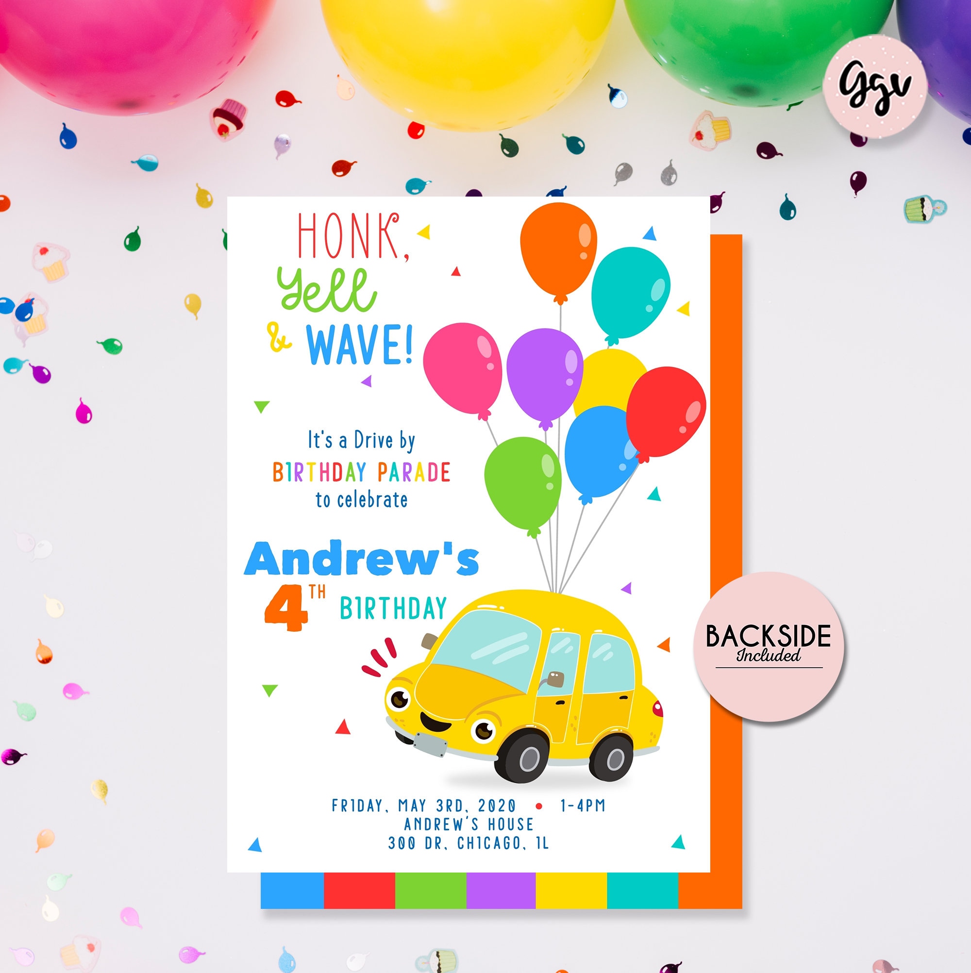 DRIVE BY BIRTHDAY Parade Invitation Car Parade Birthday Kids