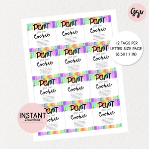 Paint Your Own Cookie Tags: Printable Cookie Instruction Cards (Digital Download) image 4