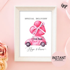 Valentine&#39;s Day Heart Car Print: Special Delivery Sign (Digital Download)
