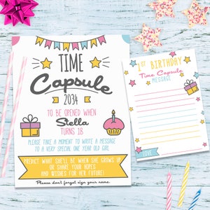 CÁPSULA DO TEMPO PERSONALIZADA, pôster da cápsula do tempo, cápsula do tempo de aniversário, placa da cápsula do tempo, cápsula do tempo do primeiro aniversário, cápsula do tempo do bebê