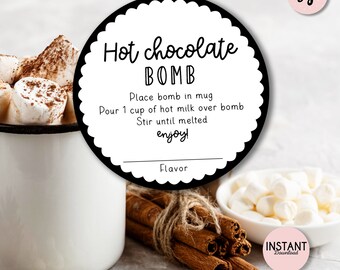 Personalized Hot Chocolate Bomb Tag: Flavor Label Printable (Digital Download)