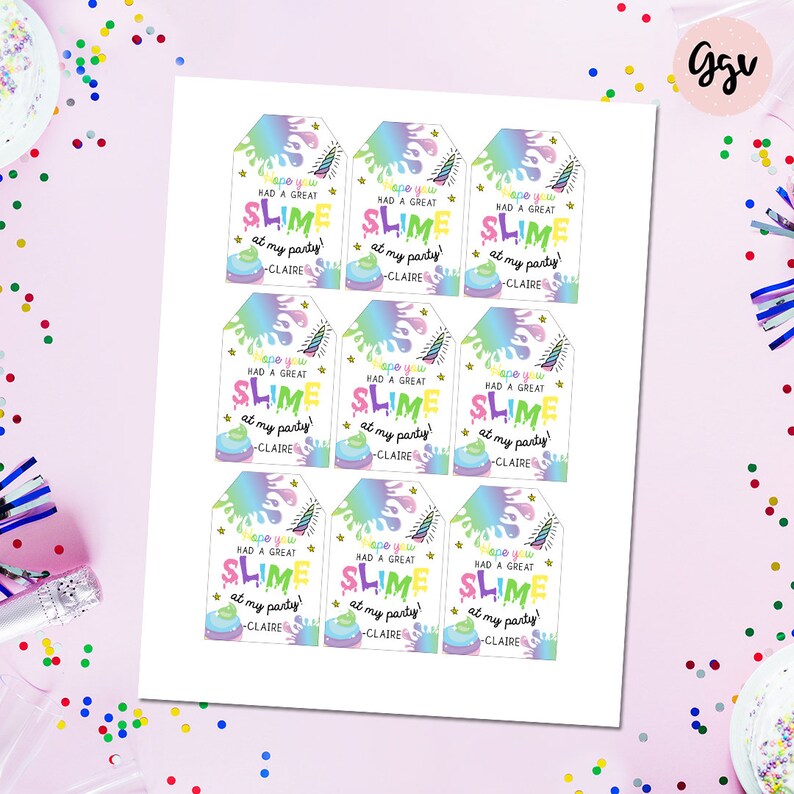 Unicornio Slime Favor Tags Printable unicorn slime party | Etsy