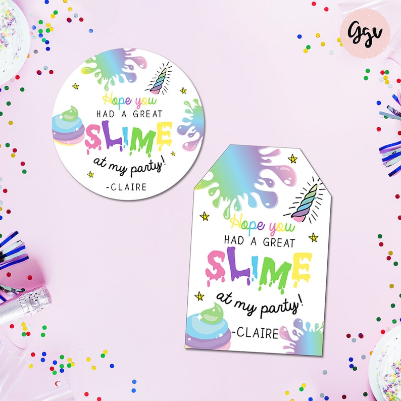 Unicornio Slime Favor Tags Printable unicorn slime party | Etsy