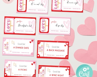 Editable Love Coupons, Valentine's Day Gift (Printable)