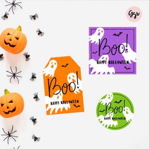 BOO printable tags, HAPPY HALLOWEEN favor tags, halloween treat tag, halloween gift, kids halloween favor, halloween printable label