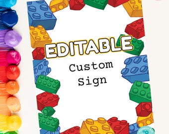 Building Blocks Birthday Welcome Sign: Editable Party Decoration (8x10) (Digital Download) BB1