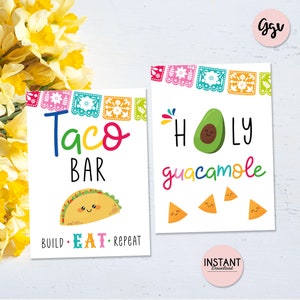 Mexican Fiesta Food Bar Signs, Printable Taco Bar Sign, Churro Bar Sign ...
