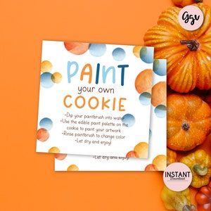 Fall PYO Cookie Tag: Orange & Blue Autumn Design (Printable) FPYO