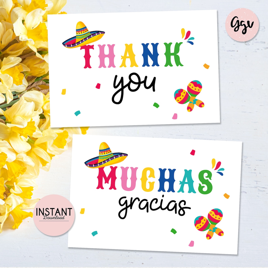 Mexican Fiesta Gracias and Thank You Cards Mexican Fiesta | Etsy