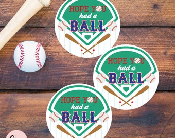 Baseball Favor Tags: Birthday Party Thank You (Instant Download)