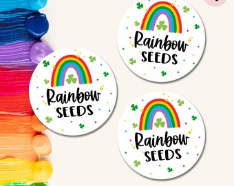 St. Patricks day Rainbow seeds printable tag, St. Patricks rainbow round label, St. Patricks favor tag, Gift tag, St. Patricks cookie tag