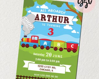 TRAIN INVITATION, train birthday, train party, train printable, train invite, Choo Choo invite, train 1st birthday, train 2nd birthday