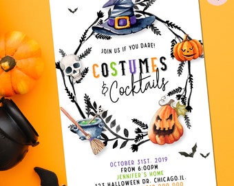 Costumes & Cocktails Halloween Party Invitation (Digital File)