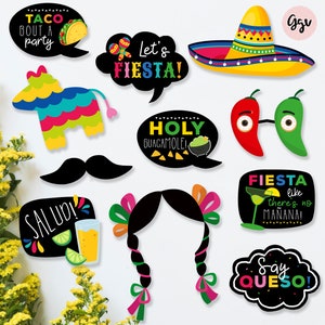 Accesorios de fiesta mexicana, Accesorios de fotomatón de fiesta, Accesorios de fiesta imprimibles, Fiesta mexicana, Descarga instantánea, MF01