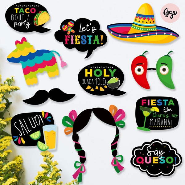 Mexican fiesta props, fiesta photobooth props, printable fiesta props, mexican party, instant download, MF01