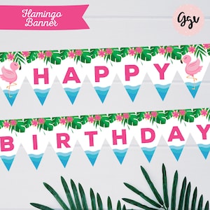 FLAMINGO banner, flamingo party decor, flamingo birthday, birthday banner, flamingo party, girl birthday, printable banner, pink flamingo