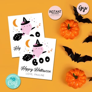Pink Ghost Halloween Favor Tags: Editable Boo Party (Digital Download) PH1