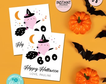 Pink Ghost Halloween Favor Tags: Editable Boo Party (Digital Download) PH1