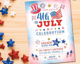 Uitnodiging feest 4 juli: patriottische viering (afdrukbare uitnodiging)
