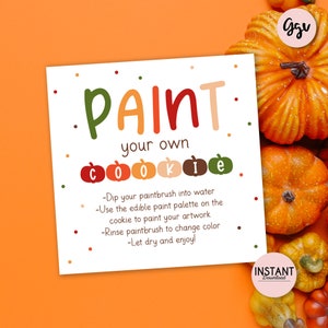 Pumpkin Paint Your Own Cookie Tag: Fall Printable (Digital Download) FPYO