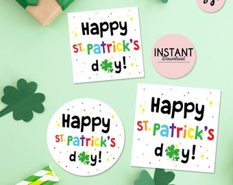 Printable St Patricks day gift tags, St Patricks day favor tags, clover gift tag, instant download