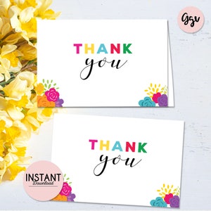 Mexican Fiesta Thank You Printable Cards, Fiesta Thank You Note, Muchas ...