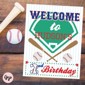 Baseball Bienvenue signe, décor de partie de baseball, d’anniversaire de baseball, signe de bienvenue personnalisé baseball, signe de bienvenue imprimable de baseball