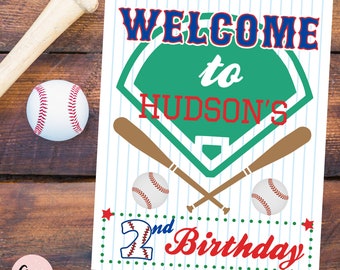 Personalized Baseball Birthday Welcome Sign (Digital File)