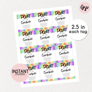 Paint Your Own Cookie Tags: Printable Cookie Instruction Cards (Digital Download) image 3