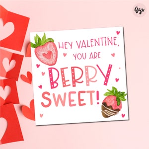You Are BERRY SWEET Valentine's Day Printable Tag, Berry Sweet Gift Tag ...