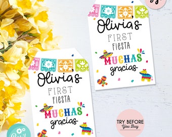 Mexican Fiesta Favor Tags: Editable Printable Thank You Tags (3x2 in) MF01