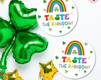 St. Patricks instant download tags, St. Patricks rainbow round label, Printable St. Patricks favor tag, St. Patricks cookie tag, gift tag