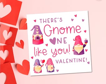 Gnome Valentine's Day Favor Tag, Printable Gift Tag (Instant Download)