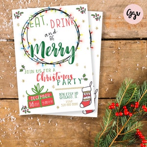 Christmas Party Invitation: Holiday Winter Invite (Digital File)