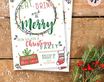 CHRISTMAS PARTY INVITATION, holiday party invite, christmas invite, holiday invitation, winter invitation, christmas printables