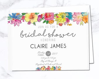 Bridal Shower Invitation, watercolor floral invitation, bridal shower invite, floral invite, floral bridal shower invitation, bridal