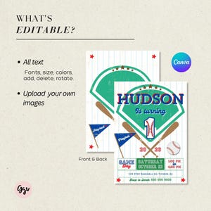 Baseball Birthday Invitation: Sports Party Invite (Canva Template) image 5