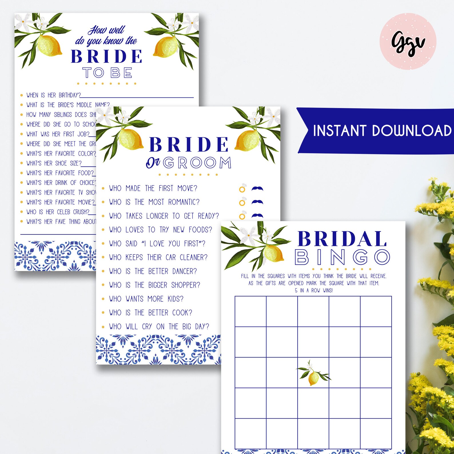 BRIDAL SHOWER Printable GAMES Shower Games Bundle Instant | Etsy